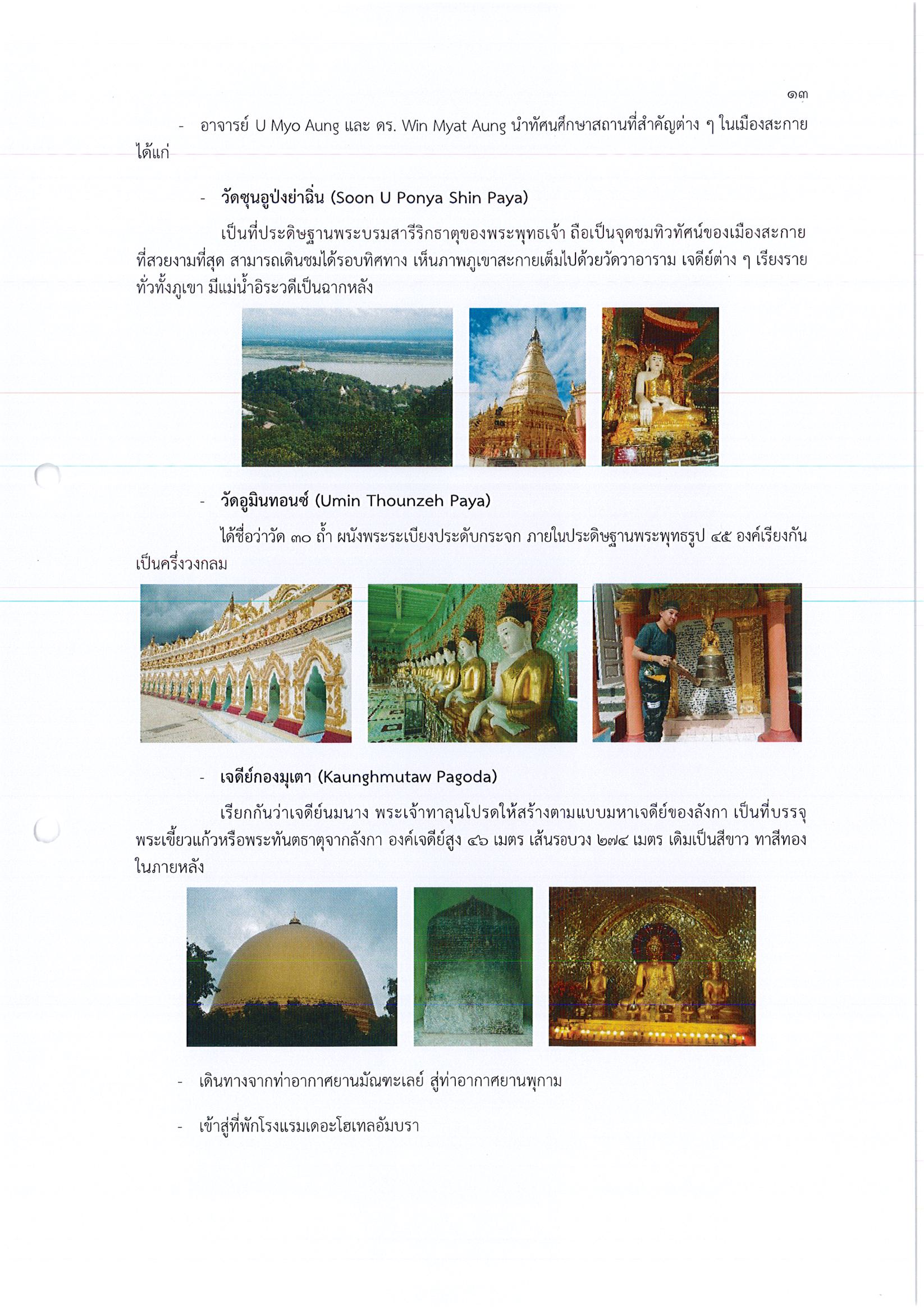 รายงานการเดินทางไปราชการ ณ สาธารณรัฐแห่งสหภาพเมียนมาร์ ระหว่างวันที่ 19 – 26 พฤศจิกายน 2560 โครงการสัมมนาในหัวข้อ Myanmar History from Myanmar Perspectives